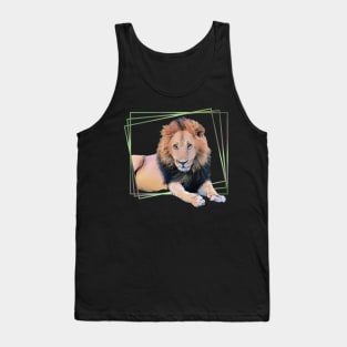 Lion drawing with graphic - big cat in Kenya / Africa Tank Top